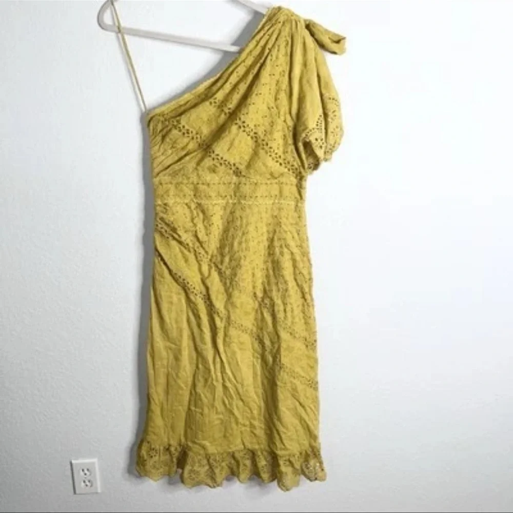 Ulla Johnson Dress size 6 Gwyneth One Shoulder Puff Sleeve Ruffle Eyelet F